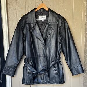 John Weitz Belted Leather vWomen's Jacket Size M